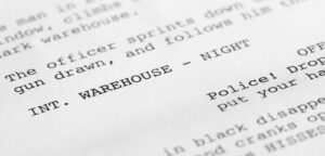 a closeup of a screenplay script
