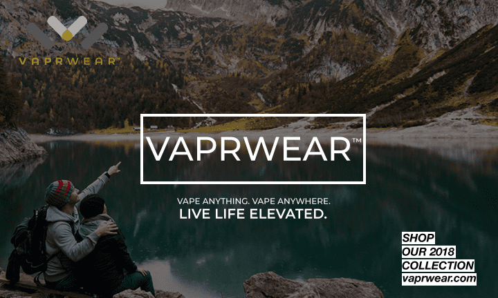 An ad example of vaprwear marketing featuring a lake and mountain scene