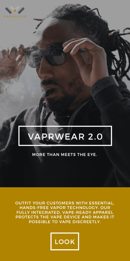 A vaprwear email example showing a model using the product while adjusting sunglasses