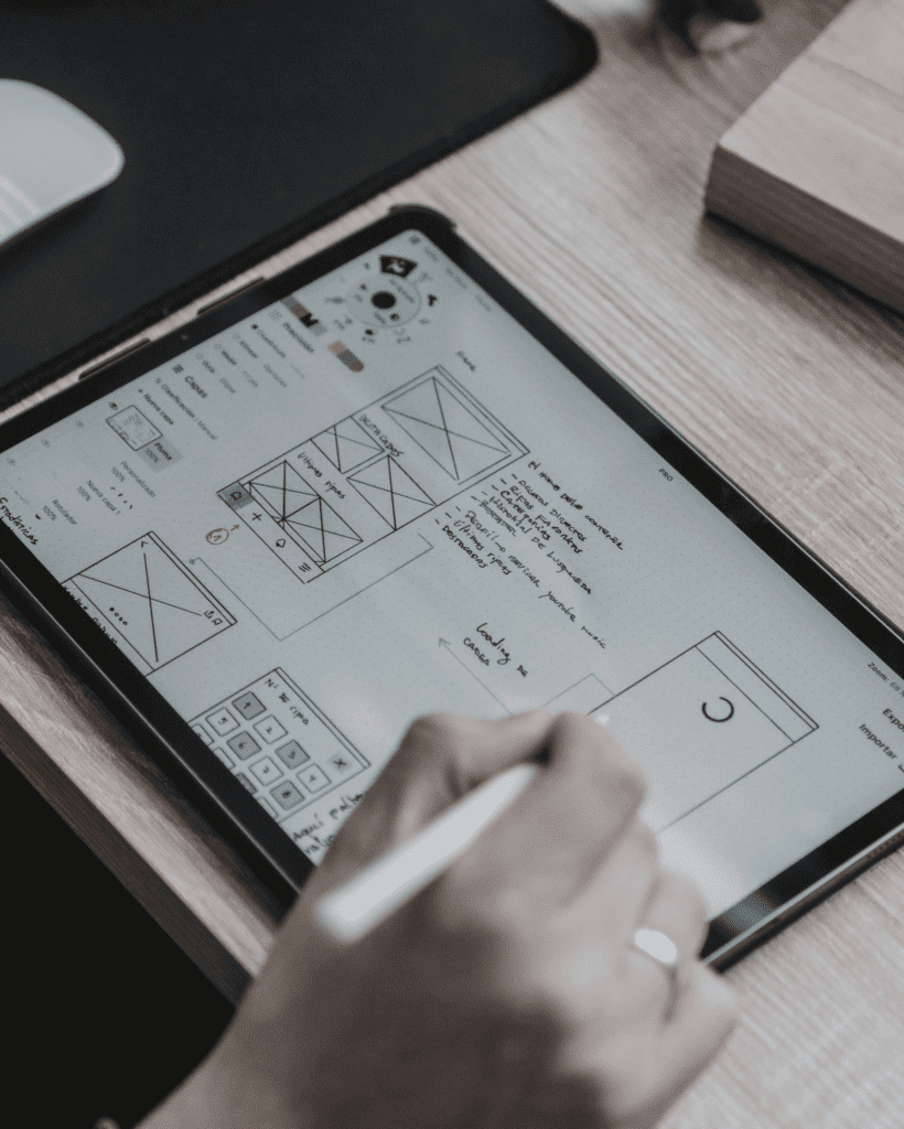 Designing a website on a tablet