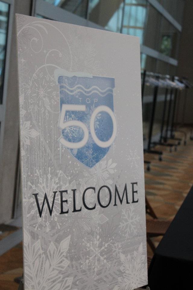 A welcome display banner set up at an event