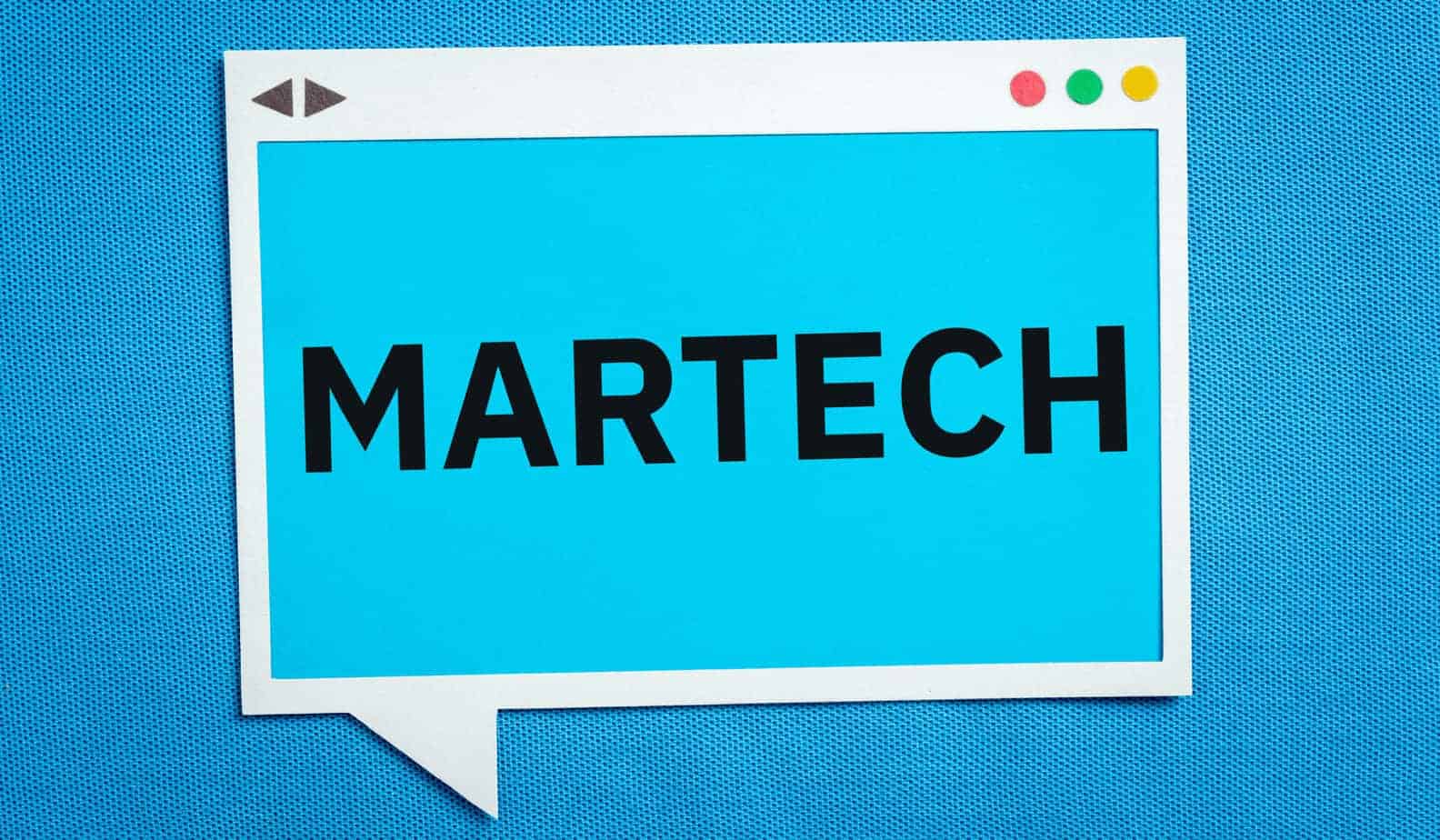 Words 'martech' on animated computer browser window
