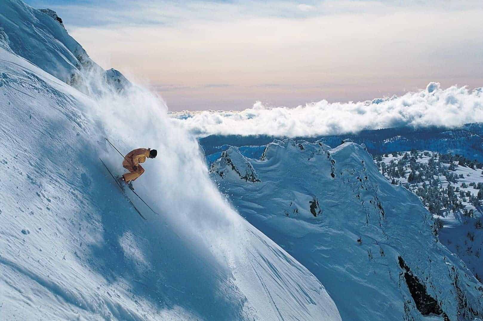 person backcountry skiing