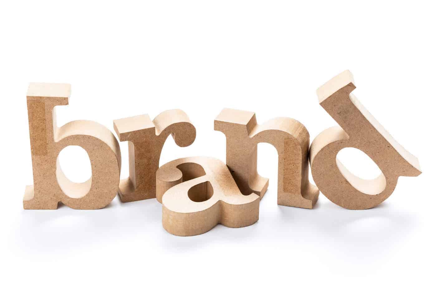 Brand spelled out in wooden letters