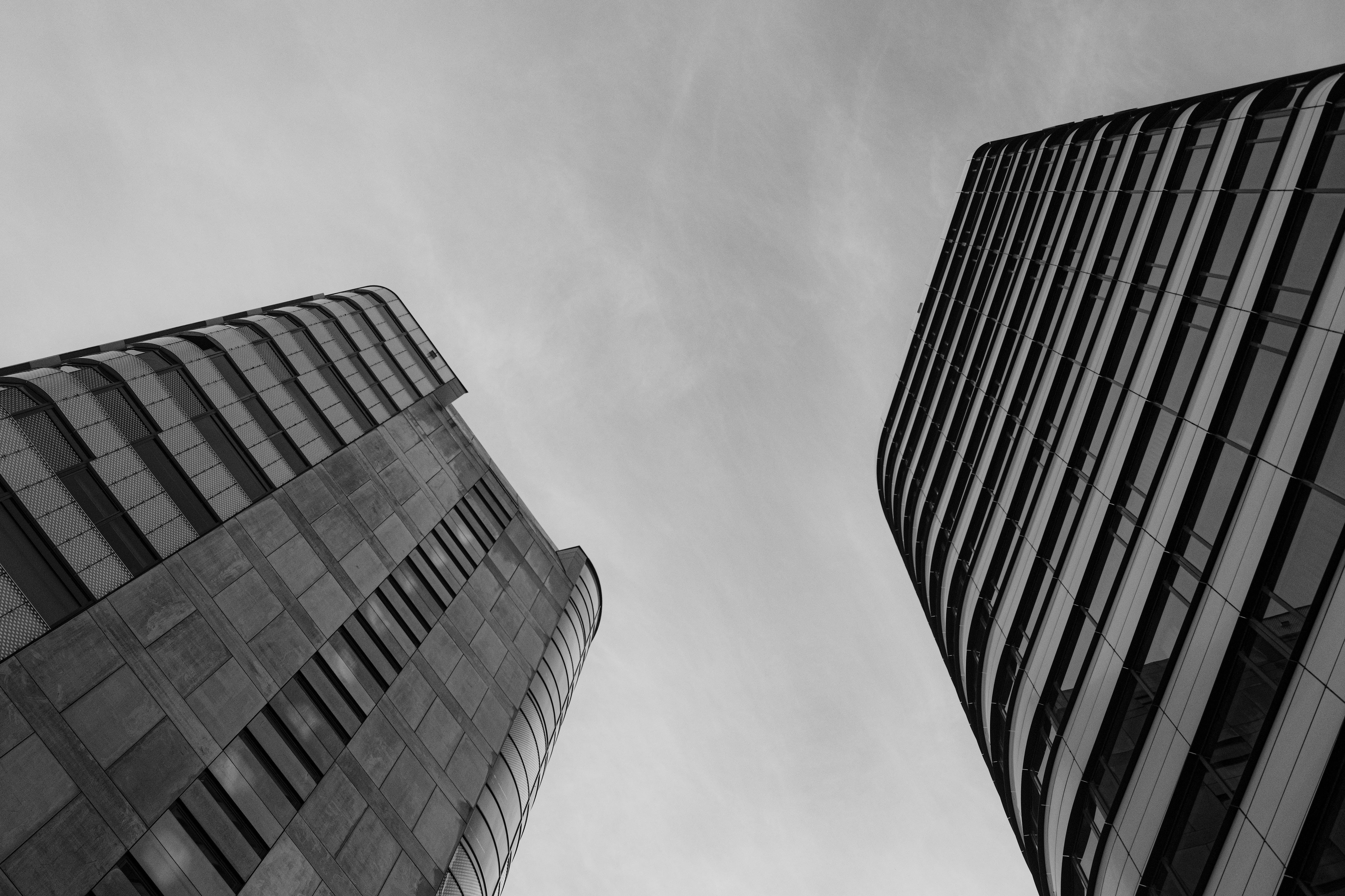 Upward shot of two tall buildings