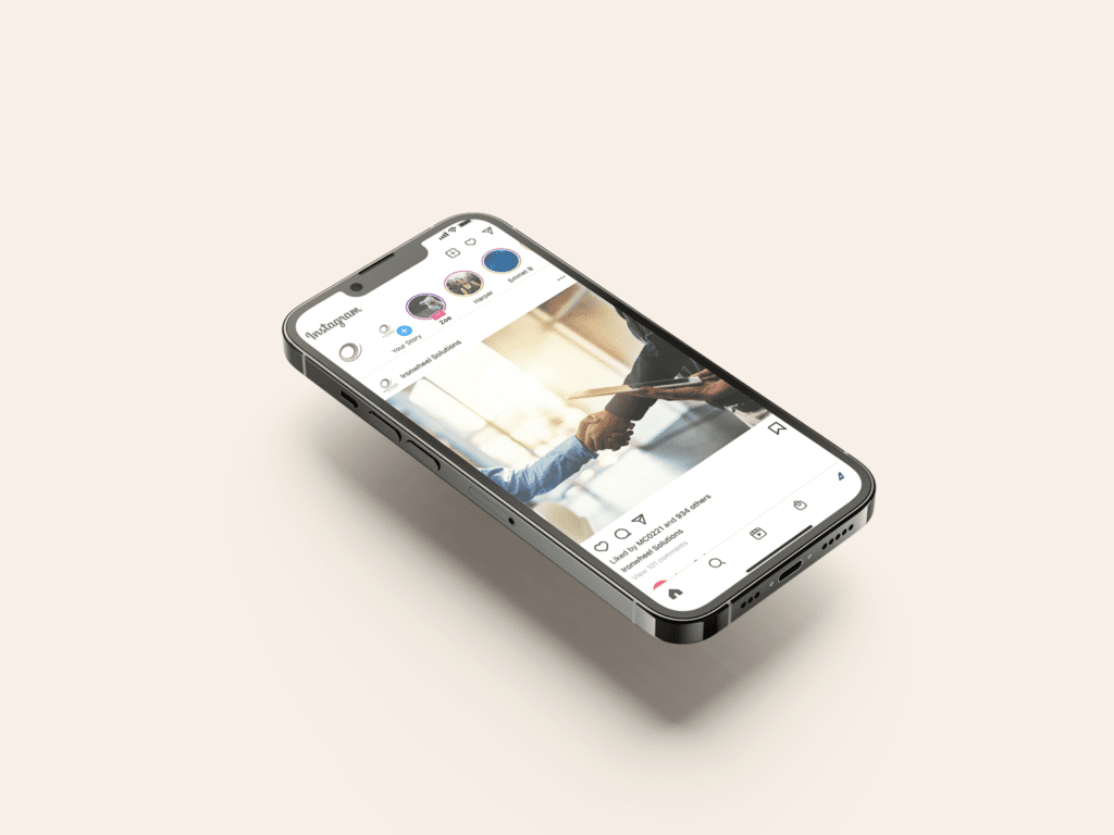 Mobile phone displaying a social post
