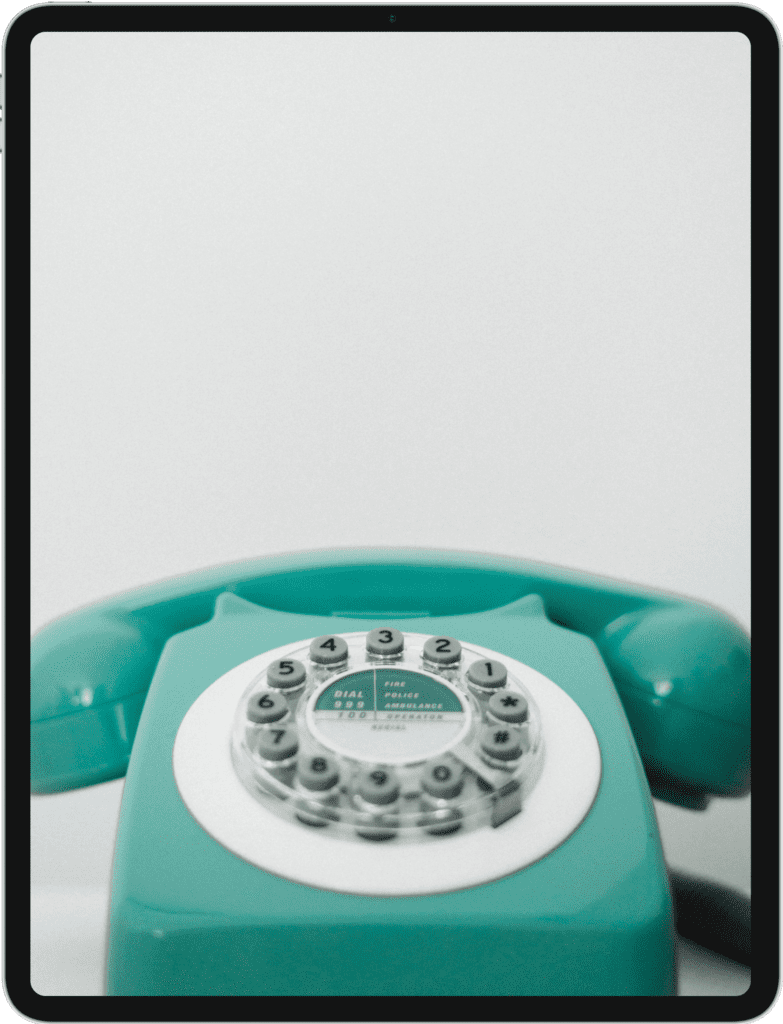 iPad featuring a green rotary phone