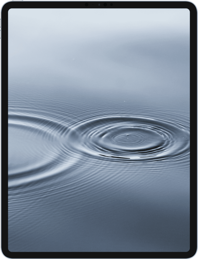 iPad featuring a raindrop ring in a lake