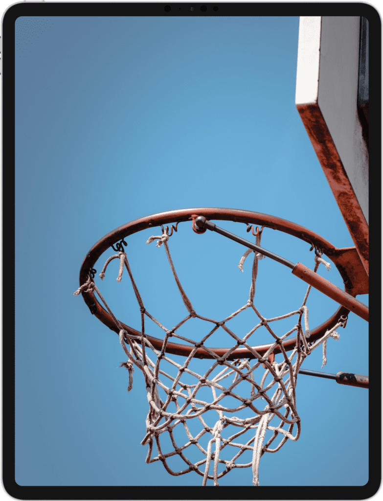 iPad Pro screen featuring an aging basketball hoop
