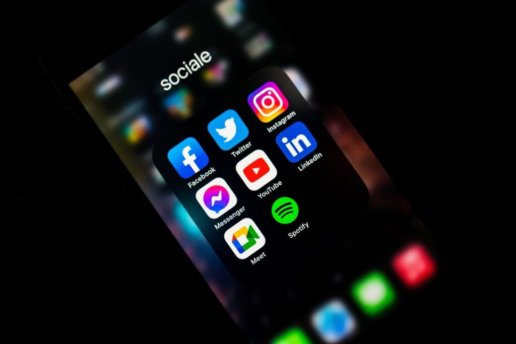 Phone screen featuring social media apps